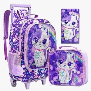 3-in-1 Girls Rolling Backpack New in box. With tags